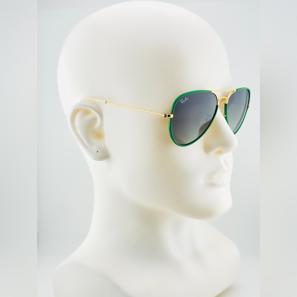 Ray-Ban Aviator Full Color Sunglasses RB3025JM Gold Green Frame Gradient Lenses - Picture 4 of 16
